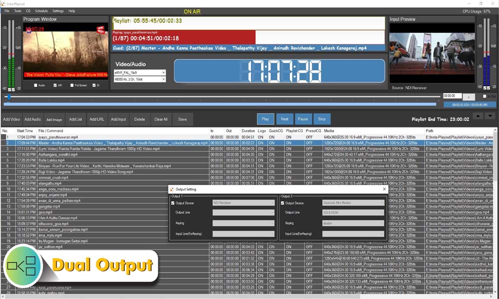 Insta-Playout-Dual-output