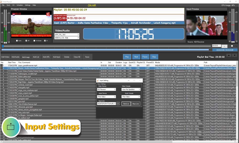 Insta-Playout-Input-settings