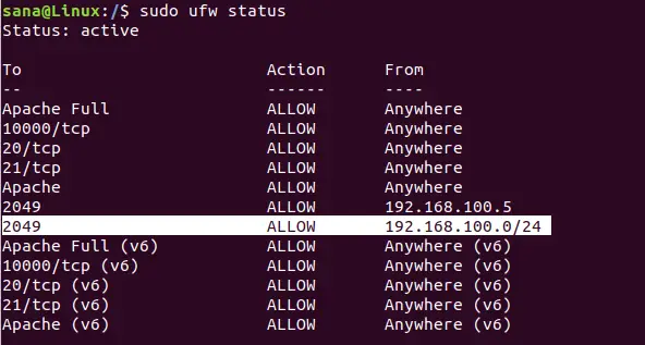 UFW Firewall Status