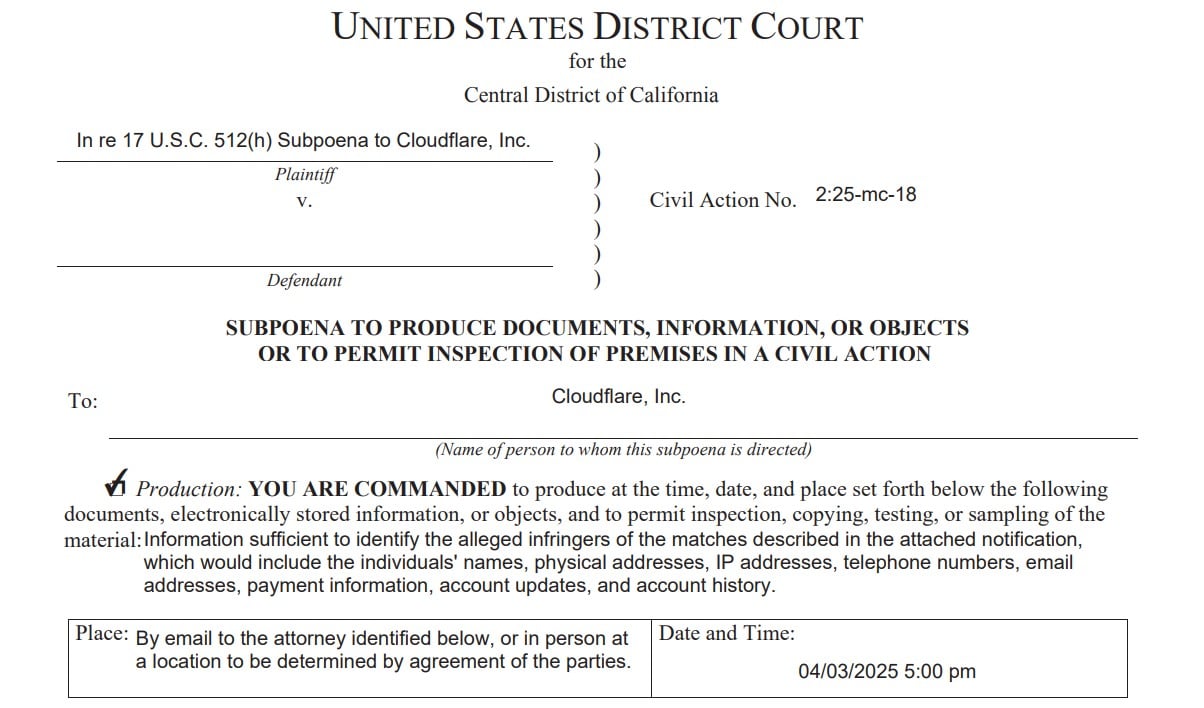 dmca subpoena