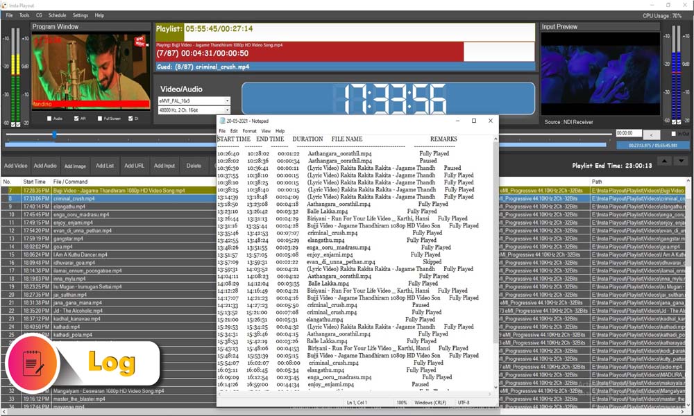 Insta-Playout-Log