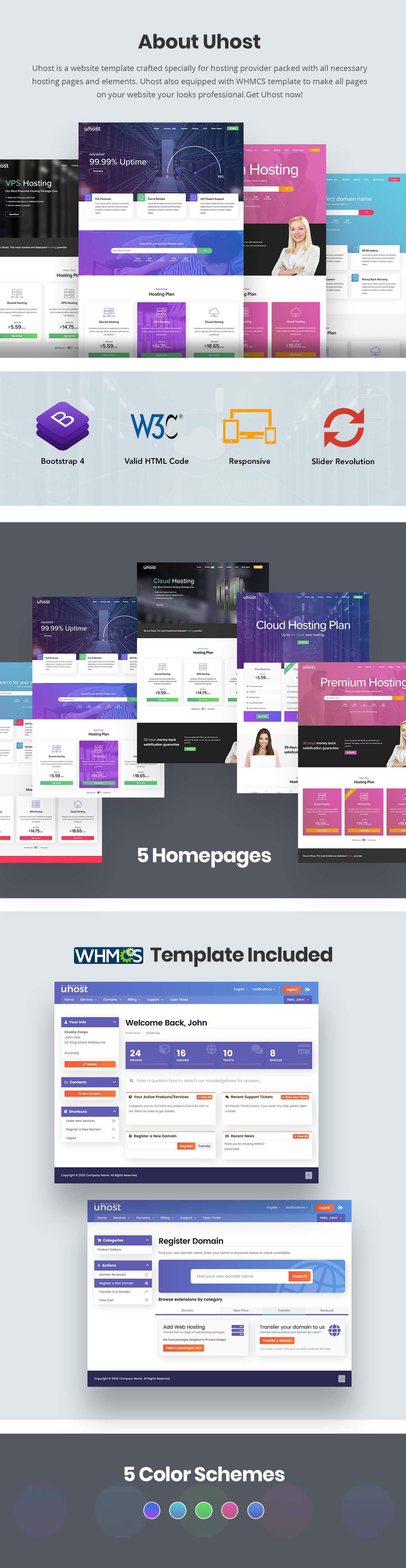 web hosting with whmcs template